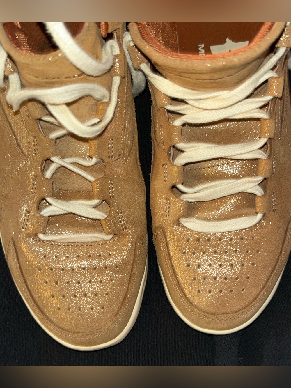 Under Armour Women's goldish/tannish shimmering High-Top Sneakers